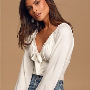 After Your Heart Ivory Long Sleeve Ruffled Bodysuit